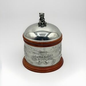 Royal Selangor Pewter & Wood Music Box Teddy Bears' Picnic Vintage Wind-Up